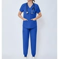 thumbnail image 2 of MLQIDK Scrub Sets for Woman Plus Size Nursing Scrubs Stretchy V Neck Scrub Pants and Tops Scrub Sets Medical Uniforms Scrubs for Tall Women Blue M, 2 of 7