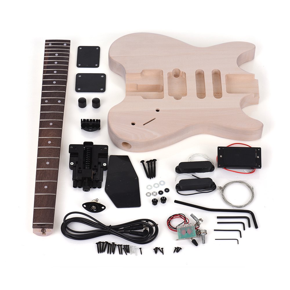 Muslady Unfinished DIY Electric Guitar Kit Basswood Body Rosewood