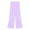 thumbnail image 4 of TiaoBug Women's Wide Leg Pants Casual Palazzo Flared Pants Elastic Waist Chiffon Loose Trousers Lavender S, 4 of 5