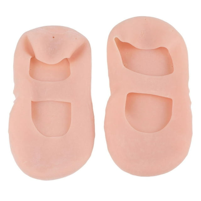 1 paire de chaussettes en silicone pour pieds, protection anti-fissures, outil de soin des pieds, chaussettes de prévention, couleur chair, M