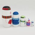 thumbnail image 6 of 5 Pieces Russian Matryoshka Snowman Nesting Dolls.Hand Painted Figurines.Wooden Stacking Dolls for Home Decoration, Kids Education Toys, 6 of 8