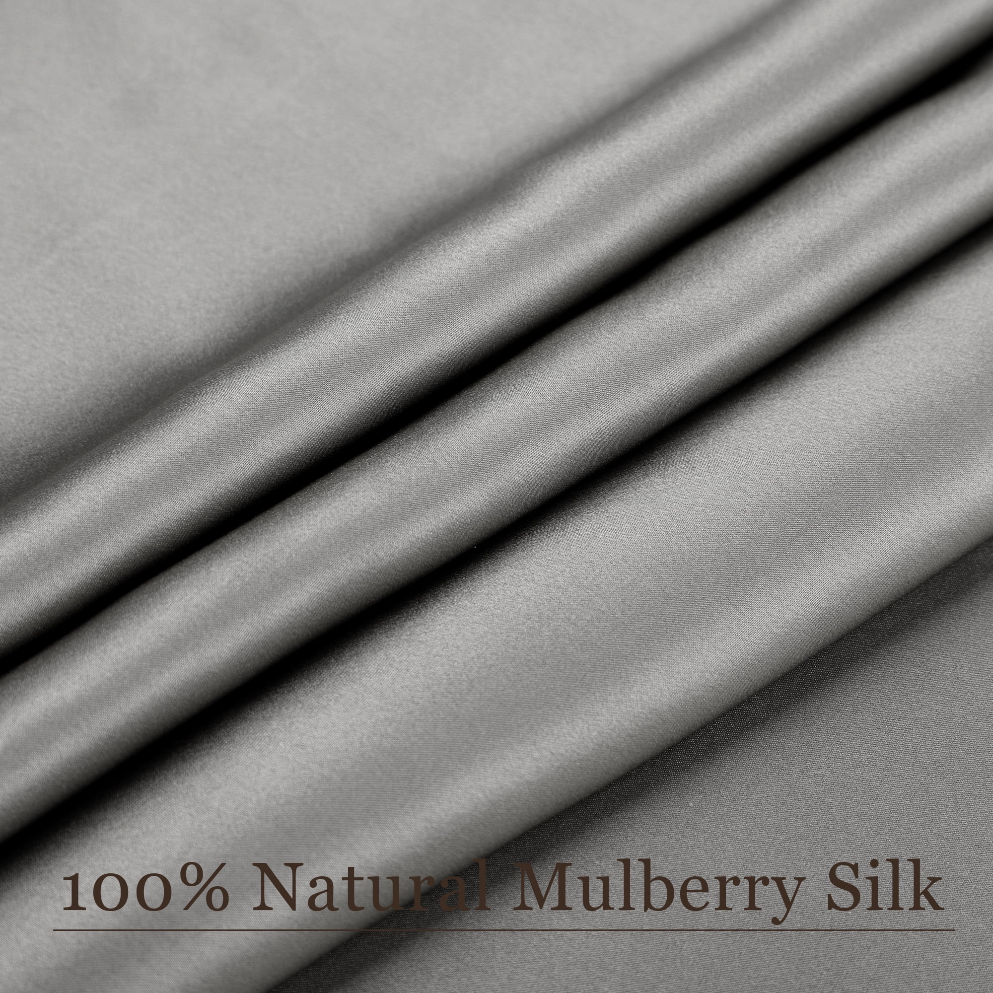 REGALWOVEN Silk Pillowcase Travel Silk Pillow Cover for Hair and Skin with Zipper Closure, Gray 14" x 20"