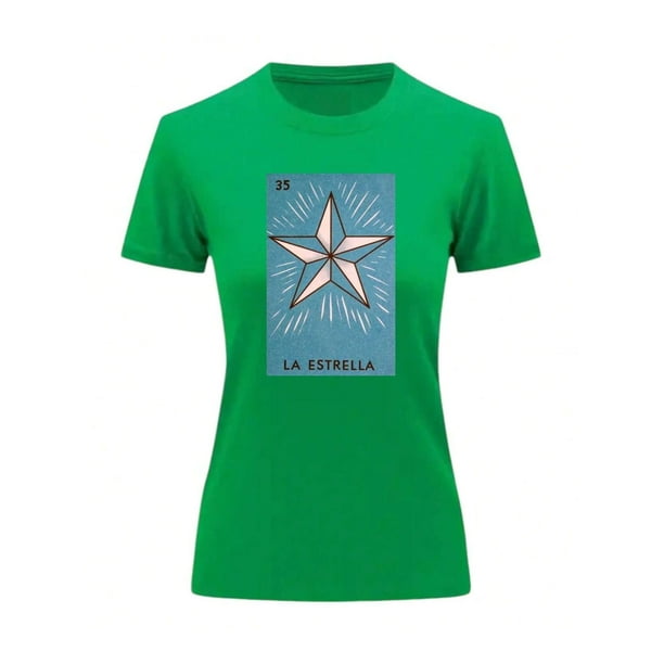 Playera Unisex De La Estrella De La Loteria Mexicana Color Verde Talla Grande Marca Emil SaEs