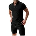 thumbnail image 1 of Mens Manga Larga Casual Color Sólido Cremallera Girar Abajo Conjunto de Cuello, Traje de Mezcla de Algodón de Poliéster para Al Aire Libre, Diario Y Invierno Primavera Desgaste, 1 of 6