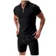 thumbnail image 1 of Mens Manga Larga Casual Color Sólido Cremallera Girar Abajo Conjunto de Cuello, Traje de Mezcla de Algodón de Poliéster para Al Aire Libre, Diario Y Invierno Primavera Desgaste, 1 of 6