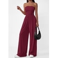 thumbnail image 7 of PRETTYGARDEN Womens Trendy Strapless Rompers Ruched Tube Top Wide Leg One Piece Jumpsuits Beach Vacation Summer Outfits, 7 of 7