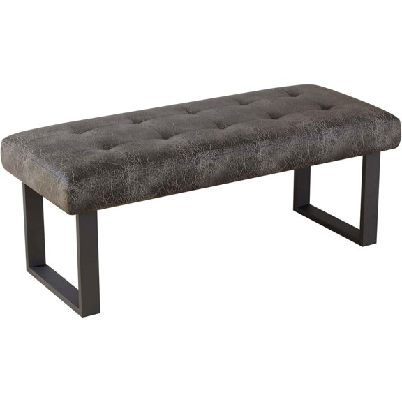 jiexi 45.3'' Upholstered Quality Cloth Fabrics Bench with Metal Leg, Button Tufted Design Footstool, Waiting Bedroom Room Reception Bench, Office Chair, for Entryway and Kitchen