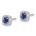 thumbnail image 4 of Auriga Fine Jewelry 14K White Gold Diamond and Sapphire Square Halo Earrings for Women, 4 of 5