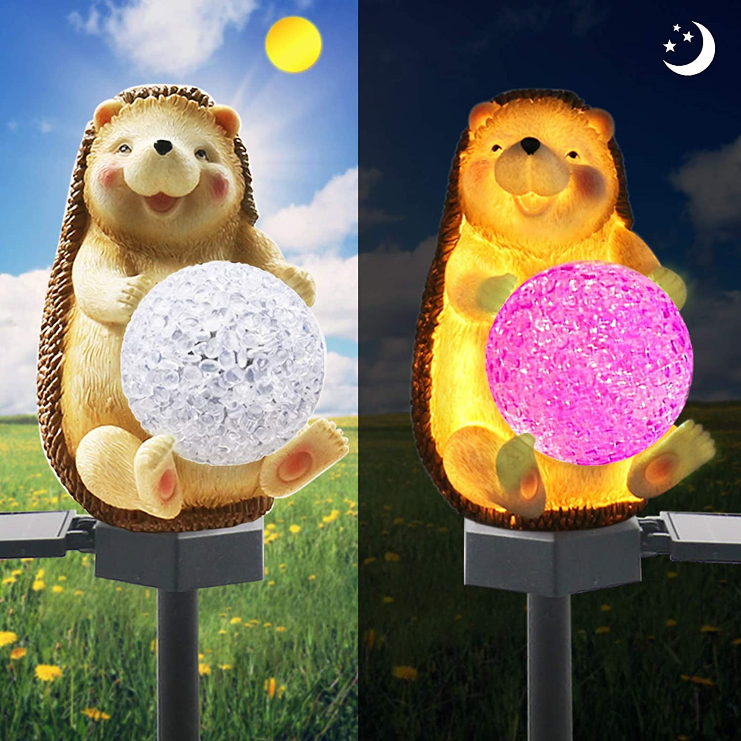 Solar Garden Lights Outdoor Decor, Solar Hedgehog Stake Lights Multi