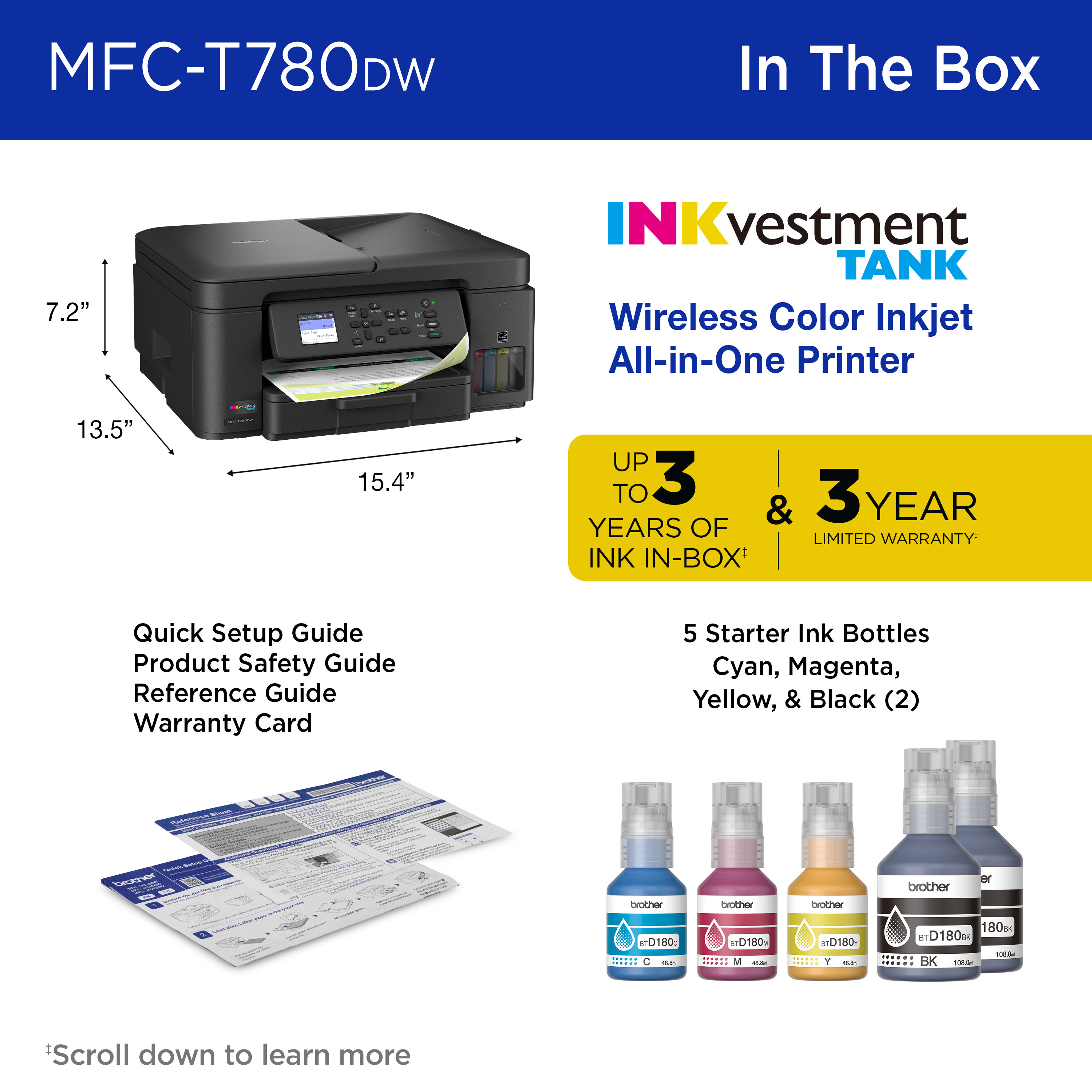 Brother INKvestment Tank 780 Wireless Color Inkjet Printer photo 2