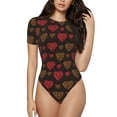 thumbnail image 2 of Goofa Gold Glitter Heart Printed Women Rash Guard Short Sleeve,Tummy control Swimsuit Surfing Swimsuit Bathing Suit One Piece Swimsuit UPF 50-X-Large, 2 of 9