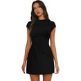 thumbnail image 4 of CatFox Womens Dress 2025 Summer Dresses for Women Mock Neck Short Sleeve Bodycon Party Club Mini Dresses, 4 of 9