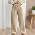 thumbnail image 2 of Hifoo Women Winter Fuzzy Pants Elastic Waist Straight Leg Long Pants Casual Sweatpants Trousers Solid Color Joggers Daily Slacks Birthday, 2 of 7