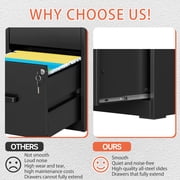 Kooyon 2 Drawer Vertical File Cabinet with Lock, Black Metal Filing Cabinet for Home Office, Fits Legal/Letter/A4-Assembly Required