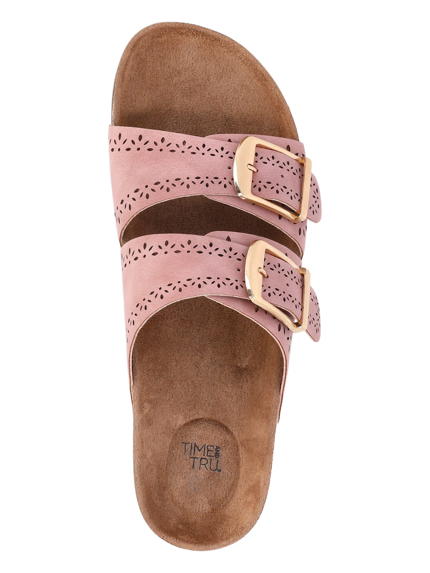 Time and Tru Women's Footbed Slide Sandals, Wide Width Available