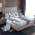 thumbnail image 1 of Erosebridal Chic Geometric Sheet Set Full, Steel Blue Stripes Bedding Sets Full Size, Abstract Decor 4 Pieces, 1 of 7