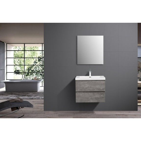 Alma 24 Inch Cement Gray Wall Mount Vanity With A Integrate