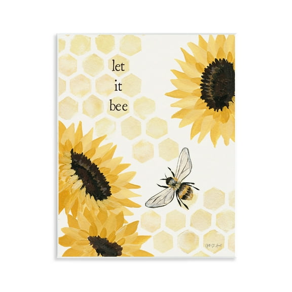 Stupell Industries Let It Bee Honeycomb Botanical & Floral Painting Unframed Art Print Wall Art, 11 x 14