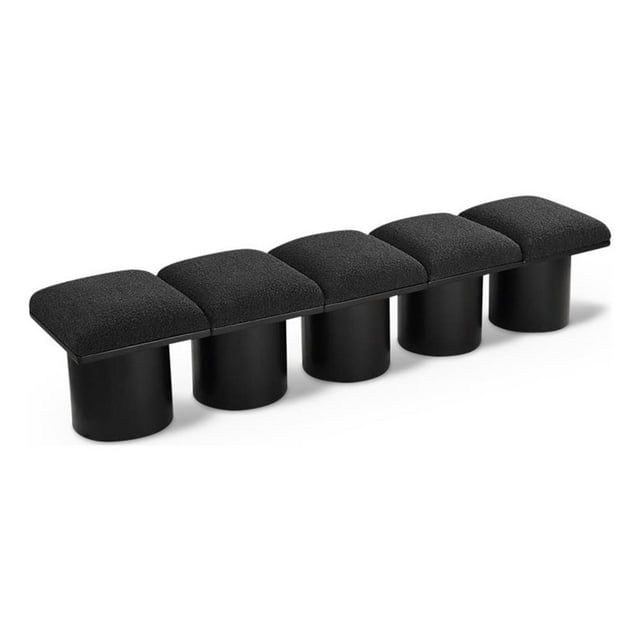 Meridian Furniture Pavilion Black Boucle Fabric Bench