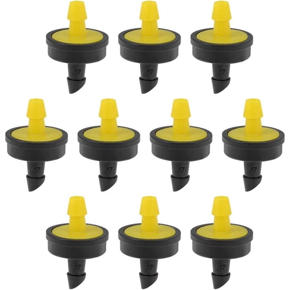 20-Pack Pressure Compensating Dripper 5GPH 20L/H Emitter for Garden Lawn Drip Irrigation with Barbed Hose Connector Plastic Yellow