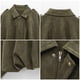 thumbnail image 5 of Neewe Women's Casual Sleeve Zipper Loose Faux Suede Textured Coat Long Sleeve Hoodless Casual Daily Outerwear, 5 of 5
