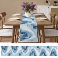 thumbnail image 4 of Abstract Blue Ombre Ocean Stripe Table Runner 13x72in Non-Slip Cotton Linen Table Runners, Watercolor Gradient Dresser Scarves TableRunner for Dinner Kitchen Dining Wedding Party, 4 of 9