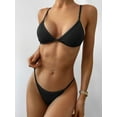 thumbnail image 1 of ZAFUL Women Swimwear Tie Ribbed String Bikini Swimsuit Black S, 1 of 7