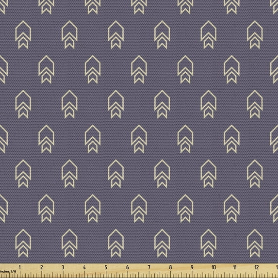 Arrow Fabric by the Yard, Basic Abstract Design of Geometric Shapes Pointing Upwards Vertical, Decorative Upholstery Fabric for Chairs & Home Accents, 2 Yards, Purple Grey Grey Yellow by Ambesonne