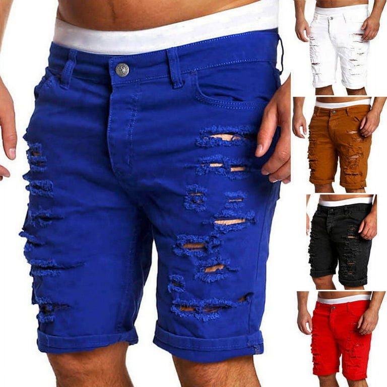 Men Boy Skinny Runway Straight Short Denim Pants Destroyed Ripped Jeans Shorts Walmart