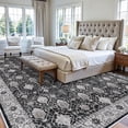 thumbnail image 2 of Vintage 10x14 Washable Area Rug: Large Living Room Rugs Indoor Soft Stain Resistant Carpet With Non-slip Backing For Bedroom Dining Farmhouse Low Pile Floor Mat King Size Bed (10x14 Black), 2 of 7