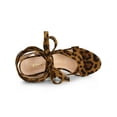 thumbnail image 4 of BLISSFUL STEP Women's Open Toe Crisscross Lace Up Block Heel Sandals Leopard 6, 4 of 7