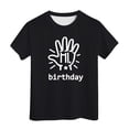 thumbnail image 1 of LUOGENLI T-Shirt pour Filles Fille d'Anniversaire T-Shirt à Manches Courtes T-Shirt d'Été à Col Rond Coupe Décontractée T-Shirts Basiques T-Shirts en Jean pour Filles Denim Grande Taille Noir 4-5 Ans, 1 of 4