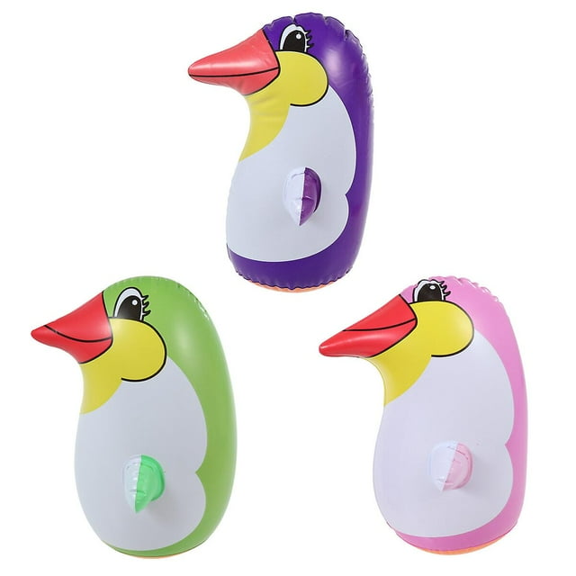 3 Pcs Inflatable Doll Tumbler Doll Kids Punching Bags Tumbler Toy Toys Mini Baby Party Favor Kids Cat Dogs Inflatable Penguin