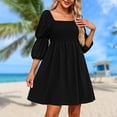 thumbnail image 4 of Vestidos Casuales Vestido de una línea de mujer Vestido de verano sin espalda con cuello cuadrado para cóctel (Negro M) Cgtredaw Para estrenar, 4 of 7