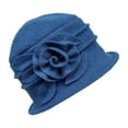 thumbnail image 3 of XIAOCHA Mens Rose‑Floral Cloche Hat Solid Daily Hat Outdoor Casual Hat,Blue, 3 of 3