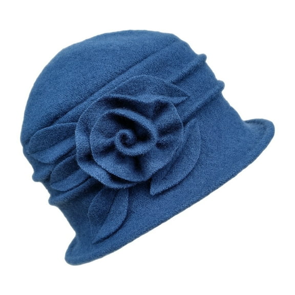 Vintage Floral Wool Cloche Hat For Women 1920s Winter Accessory Elegant Winter Headwear