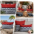 thumbnail image 5 of Black Chevron Outdoor Waterproof Pillow Covers, Geometric Navy Blue White Sea Wavy Striped Decorative Square Throw Pillowcase Sofa Cushion Sham for Patio/Couch/Chair, 18"x18" 2 Pack, 5 of 8