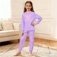 thumbnail image 4 of JIAYUE Girls Kids Pajamas Outs Cartoon Pattern Print Crew Neck Long Sleeve Sleepwear Tops Elastic Waist Ankle-Tied Pants Cozy Loungewear Two Piece Set For Night Comfort Lightweight Wear,7-8 Years, 4 of 7