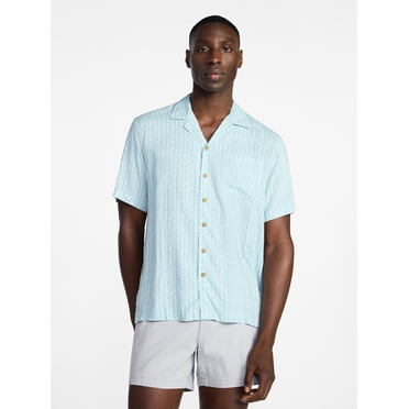 George Men's Relaxed Fit Printed Camp Shirt with Short Sleeves, Sizes S-3XLT