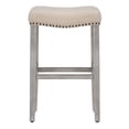 thumbnail image 3 of 29" Inch Upholstered Backless Saddle Seat Counter Stool, Antique Gray/Beige, 3 of 8