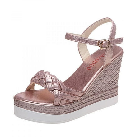 

Homedles Sandals for Women- Summer Comfortable Open Toe Button Down Flat Gift for women Platform Sandals Pink