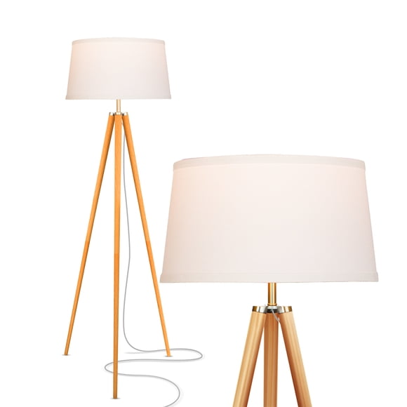 Brightech Emma Modern Home 60" Tall Standing LED Light Tripod Floor Lamp, Wood