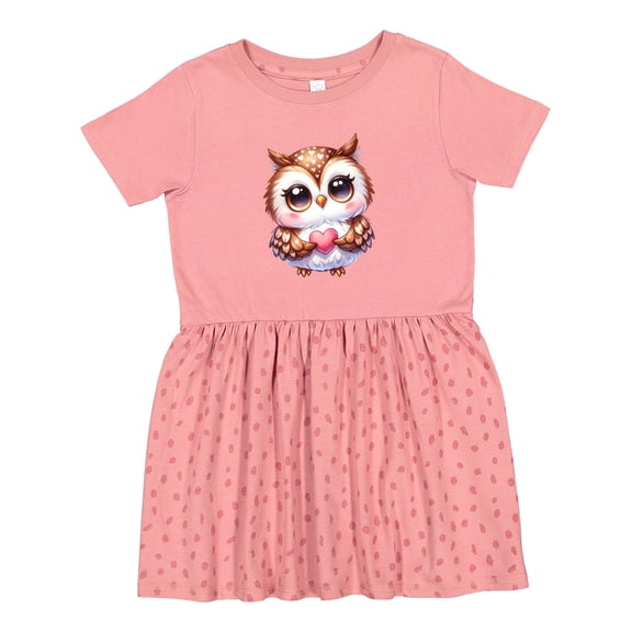 Inktastic Cute Owl Holding a Heart Girls Toddler Dress