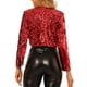 thumbnail image 3 of INSPIRE CHIC Chaqueta Bolero Corto Abierto sin Cuello de Lentejuelas para Mujeres con Mangas Largas XS Roja, 3 of 8