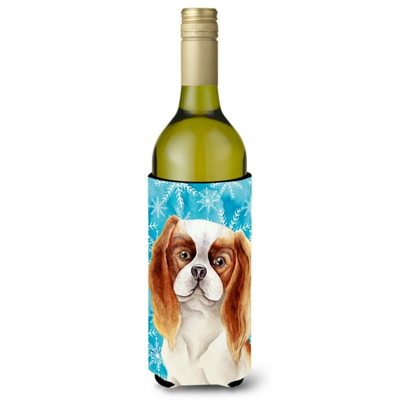 Carolines Treasures CK1412LITERK Cavalier Spaniel Winter Wine Bottle Beverge Insulator Hugger Wine Bottle multicolor