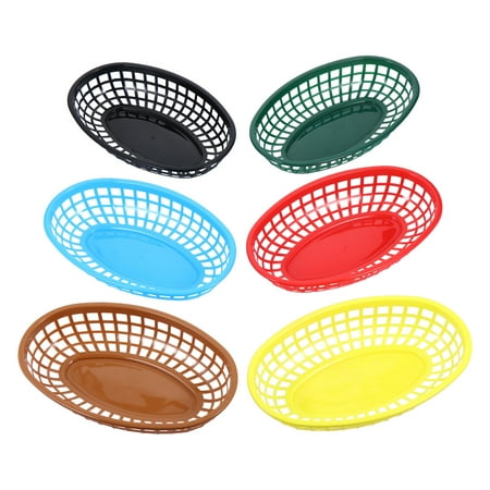

Fruit tray 6pcs Plastic Fries Burger Basket Fast Food Basket Boat Shaped Bowl (As Shown)