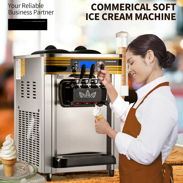 VEVOR Commercial Ice Cream Machine, 10-20L/H Yield, 1000W Countertop Soft  Serve Maker with 4.5L Hopper 1.6L Cylinder Touch Screen Puffing Shortage