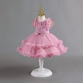thumbnail image 4 of ZHUASHUM Summer Children'S Dress Puffy Skirt Cake Princess Dress Baby Dress Baby Dress Party Dress Gift For Girl Hot Pink,9-12 Months, 4 of 9