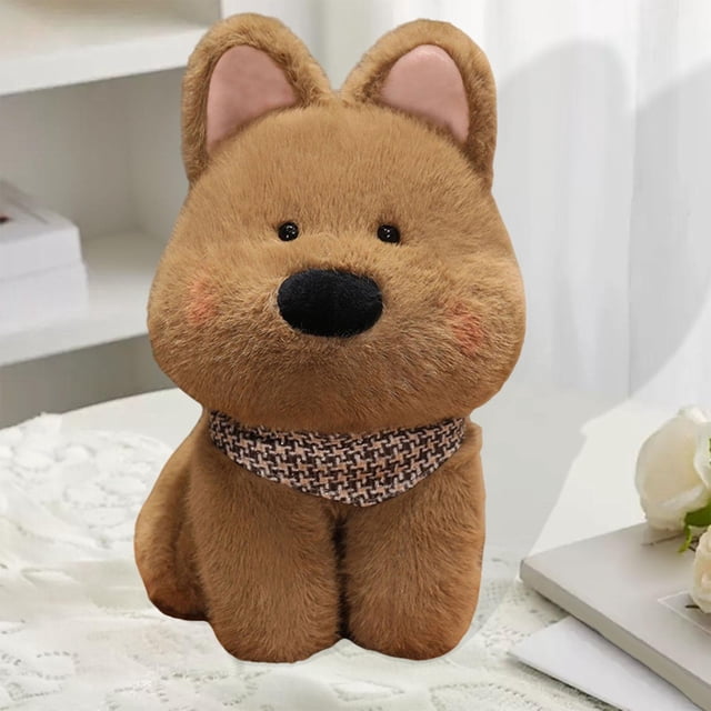 Peluche de cachorro de West White Terrier, compacto, para decoración del hogar, de dibujos animados, suave, realista, regalo para niñas y niños. marrón 35cm