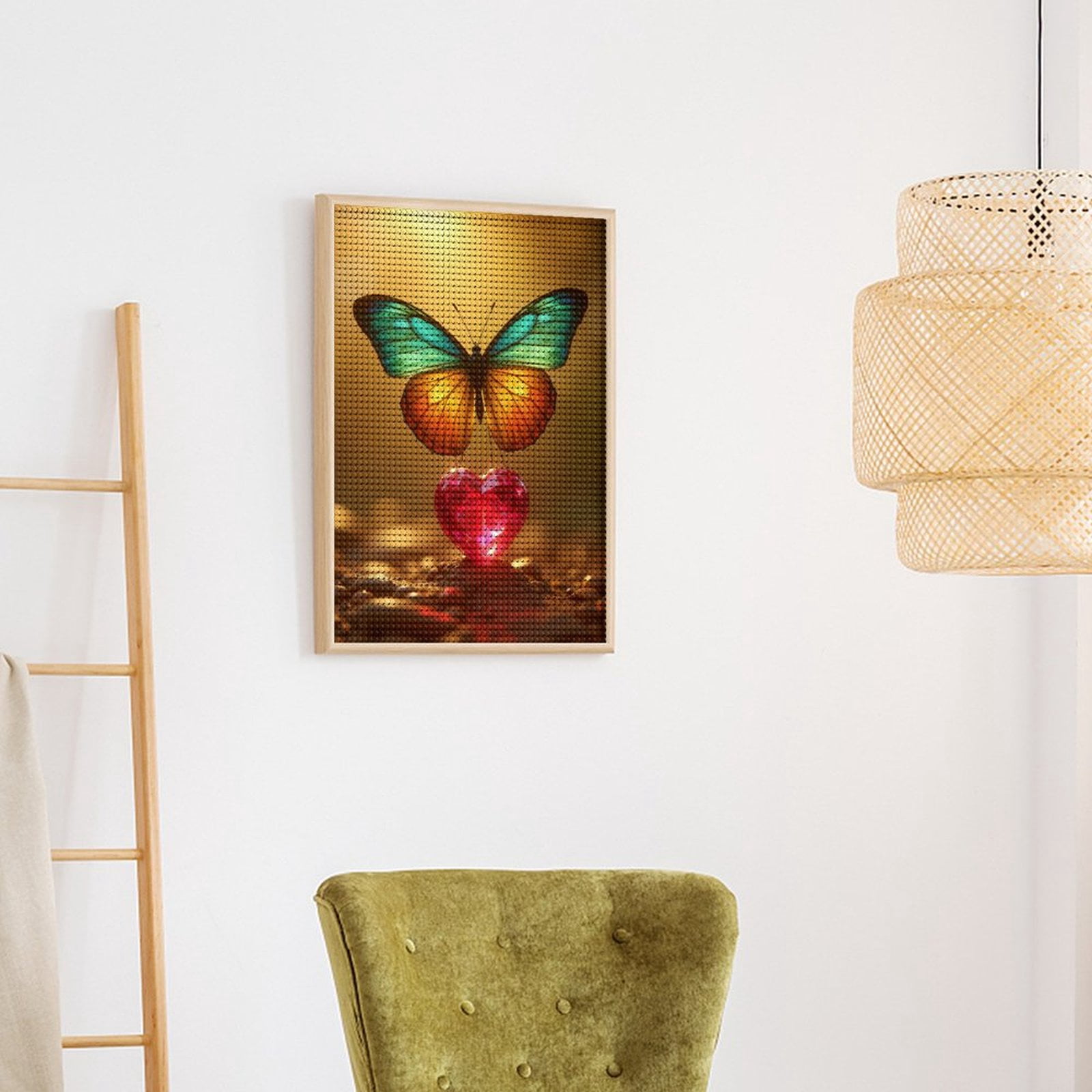 Diamond Art Kits for Adults - Butterfly Gem Heart Glow Stones 5d Diamond Painting for Adults, Diamond Art for Adults Beginners, Frameless Diamond Painting Kits for Adults for Home Wall Decor
